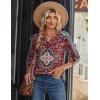 Zeagoo Long Sleeve Shirts for Women Casual V Neck Fall Tops Dressy Summer Work Blouses Clothes(Floral Red)