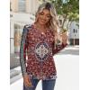 Zeagoo Long Sleeve Shirts for Women Casual V Neck Fall Tops Dressy Summer Work Blouses Clothes(Floral Red)