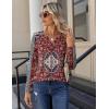 Zeagoo Long Sleeve Shirts for Women Casual V Neck Fall Tops Dressy Summer Work Blouses Clothes(Floral Red)