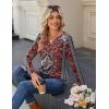Zeagoo Long Sleeve Shirts for Women Casual V Neck Fall Tops Dressy Summer Work Blouses Clothes(Floral Red)