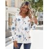 Zeagoo Long Sleeve Shirts for Women Casual V Neck Fall Tops Dressy Summer Work Blouses Clothes(Floral White)