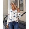 Zeagoo Long Sleeve Shirts for Women Casual V Neck Fall Tops Dressy Summer Work Blouses Clothes(Floral White)