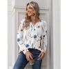 Zeagoo Long Sleeve Shirts for Women Casual V Neck Fall Tops Dressy Summer Work Blouses Clothes(Floral White)