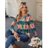 Zeagoo Long Sleeve Shirts for Women Casual V Neck Fall Tops Dressy Summer Work Blouses Clothes(Geometric 517)