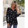 Zeagoo Long Sleeve Shirts for Women Casual V Neck Fall Tops Dressy Summer Work Blouses Clothes(Geometry Black)