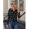 Zeagoo Long Sleeve Shirts for Women Casual V Neck Fall Tops Dressy Summer Work Blouses Clothes(Geometry Black)