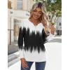Zeagoo Long Sleeve Shirts for Women Casual V Neck Fall Tops Dressy Summer Work Blouses Clothes(Gradient Black White)
