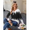 Zeagoo Long Sleeve Shirts for Women Casual V Neck Fall Tops Dressy Summer Work Blouses Clothes(Gradient Black White)
