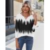 Zeagoo Long Sleeve Shirts for Women Casual V Neck Fall Tops Dressy Summer Work Blouses Clothes(Gradient Black White)