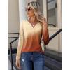 Zeagoo Long Sleeve Shirts for Women Casual V Neck Fall Tops Dressy Summer Work Blouses Clothes(Gradient Orange)