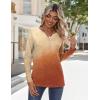 Zeagoo Long Sleeve Shirts for Women Casual V Neck Fall Tops Dressy Summer Work Blouses Clothes(Gradient Orange)