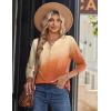 Zeagoo Long Sleeve Shirts for Women Casual V Neck Fall Tops Dressy Summer Work Blouses Clothes(Gradient Orange)