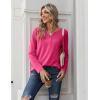 Zeagoo Long Sleeve Shirts for Women Casual V Neck Fall Tops Dressy Summer Work Blouses Clothes(Hot Pink)
