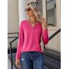 Zeagoo Long Sleeve Shirts for Women Casual V Neck Fall Tops Dressy Summer Work Blouses Clothes(Hot Pink)