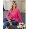 Zeagoo Long Sleeve Shirts for Women Casual V Neck Fall Tops Dressy Summer Work Blouses Clothes(Hot Pink)