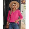 Zeagoo Long Sleeve Shirts for Women Casual V Neck Fall Tops Dressy Summer Work Blouses Clothes(Hot Pink)