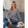 Zeagoo Long Sleeve Shirts for Women Casual V Neck Fall Tops Dressy Summer Work Blouses Clothes(Houndstooth)