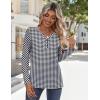 Zeagoo Long Sleeve Shirts for Women Casual V Neck Fall Tops Dressy Summer Work Blouses Clothes(Houndstooth)