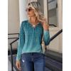 Zeagoo Long Sleeve Shirts for Women Casual V Neck Fall Tops Dressy Summer Work Blouses Clothes(Leaf Green)