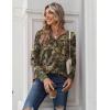Zeagoo Long Sleeve Shirts for Women Casual V Neck Fall Tops Dressy Summer Work Blouses Clothes(Leaves Print)