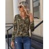 Zeagoo Long Sleeve Shirts for Women Casual V Neck Fall Tops Dressy Summer Work Blouses Clothes(Leaves Print)