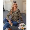 Zeagoo Long Sleeve Shirts for Women Casual V Neck Fall Tops Dressy Summer Work Blouses Clothes(Leopard)