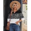 Zeagoo Long Sleeve Shirts for Women Casual V Neck Fall Tops Dressy Summer Work Blouses Clothes(Leopard Patchwork)