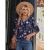 Zeagoo Long Sleeve Shirts for Women Casual V Neck Fall Tops Dressy Summer Work Blouses Clothes(Navy Floral 180)