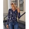 Zeagoo Long Sleeve Shirts for Women Casual V Neck Fall Tops Dressy Summer Work Blouses Clothes(Navy Floral 180)