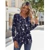 Zeagoo Long Sleeve Shirts for Women Casual V Neck Fall Tops Dressy Summer Work Blouses Clothes(Navy Floral 180)
