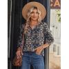 Zeagoo Long Sleeve Shirts for Women Casual V Neck Fall Tops Dressy Summer Work Blouses Clothes(Navy Floral 869)