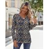 Zeagoo Long Sleeve Shirts for Women Casual V Neck Fall Tops Dressy Summer Work Blouses Clothes(Navy Floral 869)