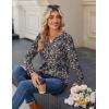 Zeagoo Long Sleeve Shirts for Women Casual V Neck Fall Tops Dressy Summer Work Blouses Clothes(Navy Floral 869)