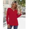 Zeagoo Long Sleeve Shirts for Women Casual V Neck Fall Tops Dressy Summer Work Blouses Clothes(Red)