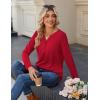 Zeagoo Long Sleeve Shirts for Women Casual V Neck Fall Tops Dressy Summer Work Blouses Clothes(Red)