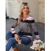 Zeagoo Long Sleeve Shirts for Women Casual V Neck Fall Tops Dressy Summer Work Blouses Clothes(Stripes Black Pink)