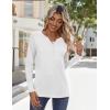 Zeagoo Long Sleeve Shirts for Women Casual V Neck Fall Tops Dressy Summer Work Blouses Clothes(White)