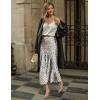 Zeagoo Skirts for Women High Waist Skirt Elegant Midi Skirt Satin(An445)