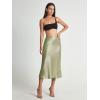 Zeagoo Skirts for Women High Waist Skirt Elegant Midi Skirt Satin(Apple Green)