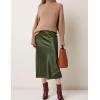 Zeagoo Skirts for Women High Waist Skirt Elegant Midi Skirt Satin(Army Green)
