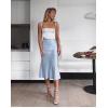 Zeagoo Skirts for Women High Waist Skirt Elegant Midi Skirt Satin(Baby Blue)