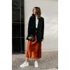 Zeagoo Skirts for Women High Waist Skirt Elegant Midi Skirt Satin(Caramel Colour)