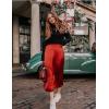 Zeagoo Skirts for Women High Waist Skirt Elegant Midi Skirt Satin(Caramel Colour)