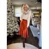 Zeagoo Skirts for Women High Waist Skirt Elegant Midi Skirt Satin(Caramel Colour)