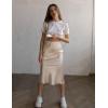 Zeagoo Skirts for Women High Waist Skirt Elegant Midi Skirt Satin(Cracker Khaki)