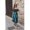 Zeagoo Skirts for Women High Waist Skirt Elegant Midi Skirt Satin(Dark Blue)