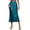 Zeagoo Skirts for Women High Waist Skirt Elegant Midi Skirt Satin(Dark Blue)