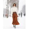 Zeagoo Skirts for Women High Waist Skirt Elegant Midi Skirt Satin(Dark Brown)