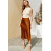 Zeagoo Skirts for Women High Waist Skirt Elegant Midi Skirt Satin(Dark Brown)