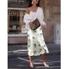 Zeagoo Skirts for Women High Waist Skirt Elegant Midi Skirt Satin(Dh1018)